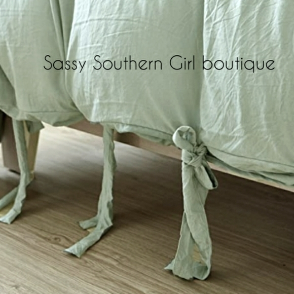🆕⭐ Softest ever Boho sage green bowtie duvet cover set - Picture 6 of 8